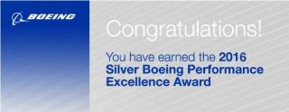 2016 Silver Boeing Performance Ecxellence Award